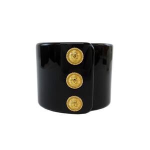 Chanel Bangle Coco Button Coco Mark Bracelet Black Gold GP Metal